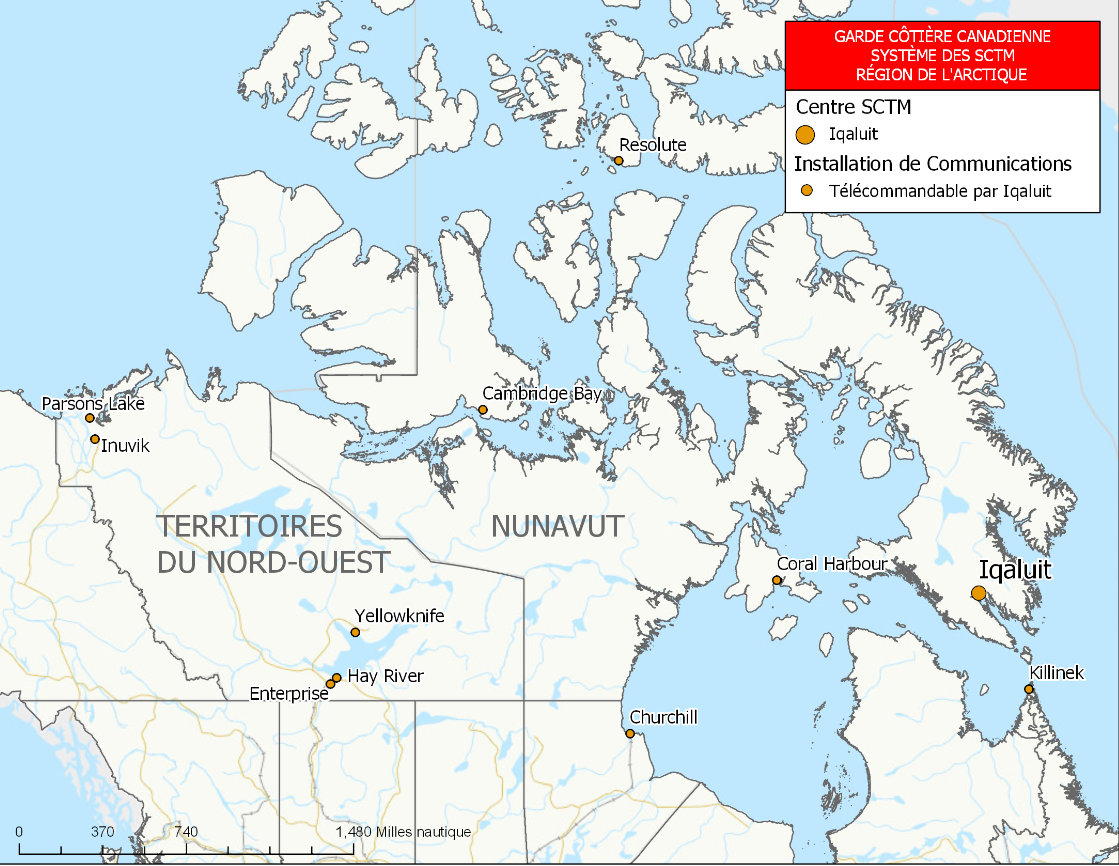Carte de la région de l’Arctique montrant le Nunavut et les Territoires du Nord-Ouest