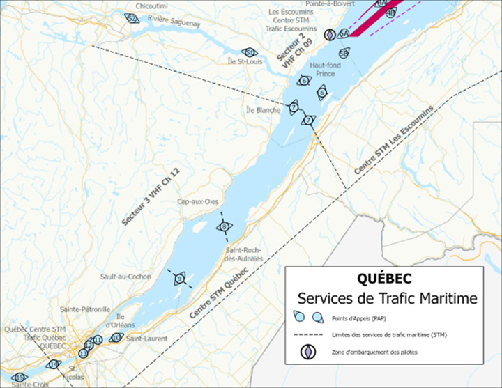 Figure 3-10-c Zone de services de trafic maritime fleuve Saint-Laurent