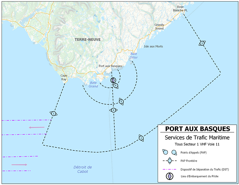 Zone de services de trafic maritime Port aux Basques